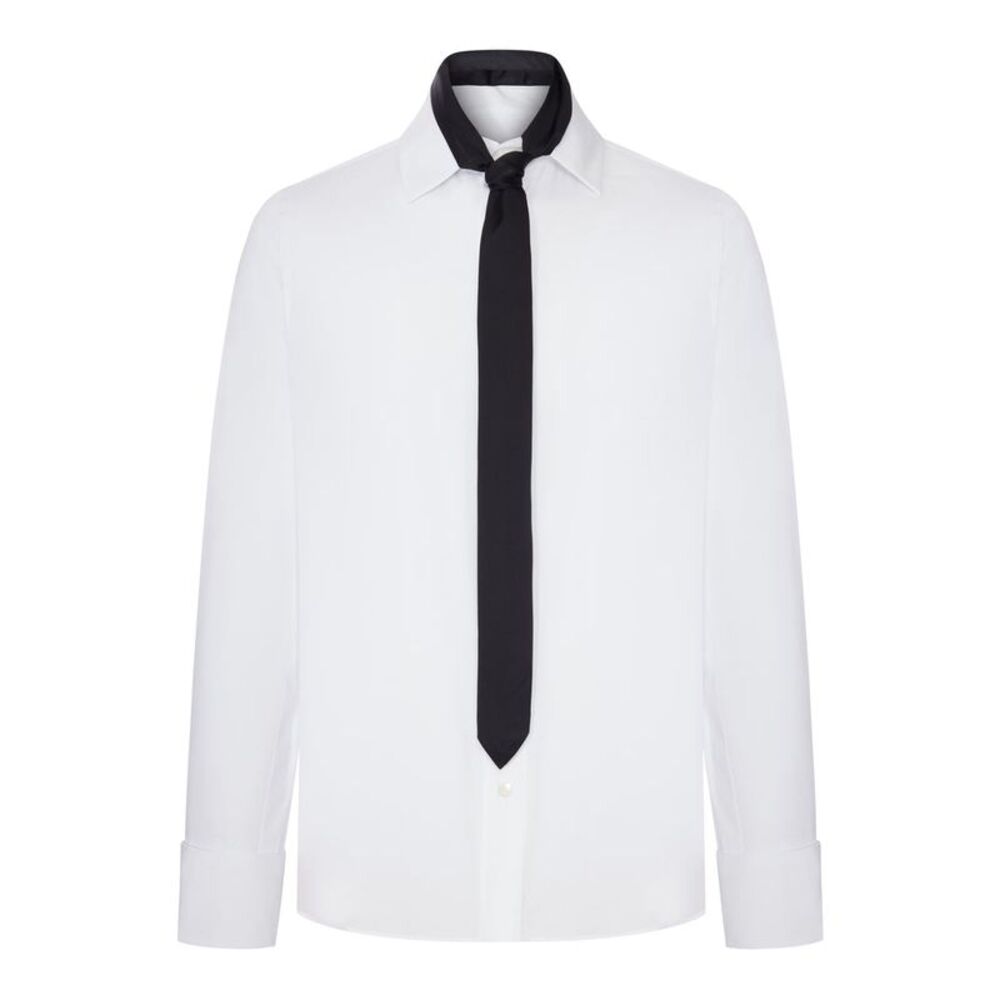 Sacai Men Cotton-Blend Shirt With Integrated Tie